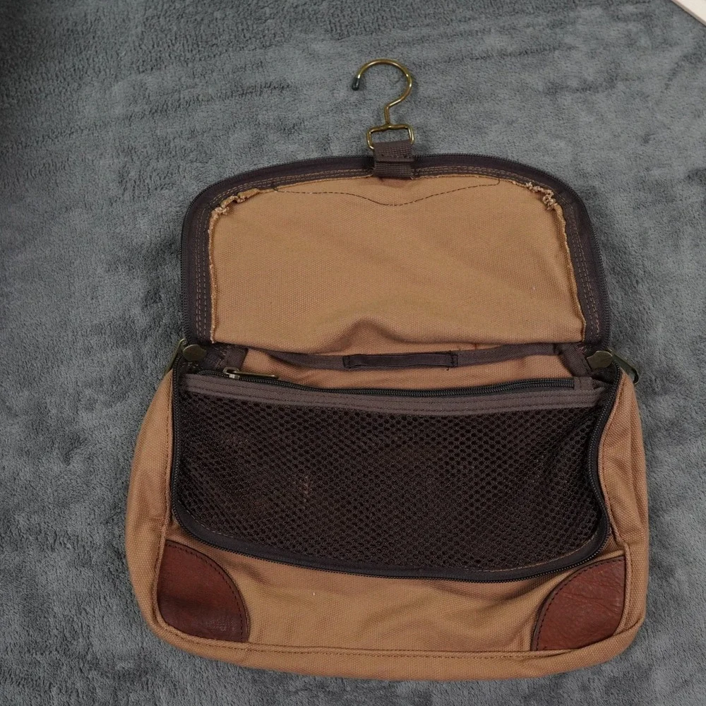 Duluth Trading 1 Night Stand Rolled Bag Tan Leather Canvas Suit Shoes Shaving